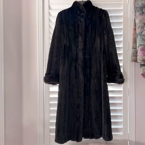 Vintage authentic chocolate (black) mink fur full length reversible coat.